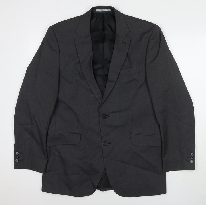 Burton Mens Grey Polyester Jacket Suit Jacket Size 40 Regular