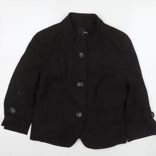 NEXT Womens Brown Geometric Jacket Blazer Size 14 Button