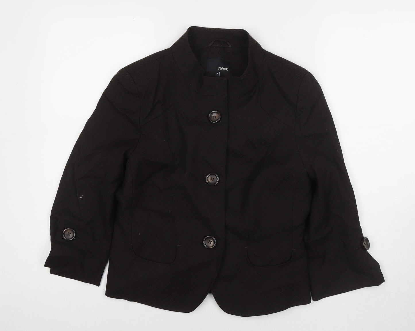 NEXT Womens Brown Geometric Jacket Blazer Size 14 Button