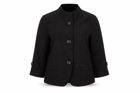 Front view of Next women’s brown geometric jacket blazer, size UK 14, button