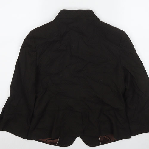 NEXT Womens Brown Geometric Jacket Blazer Size 14 Button