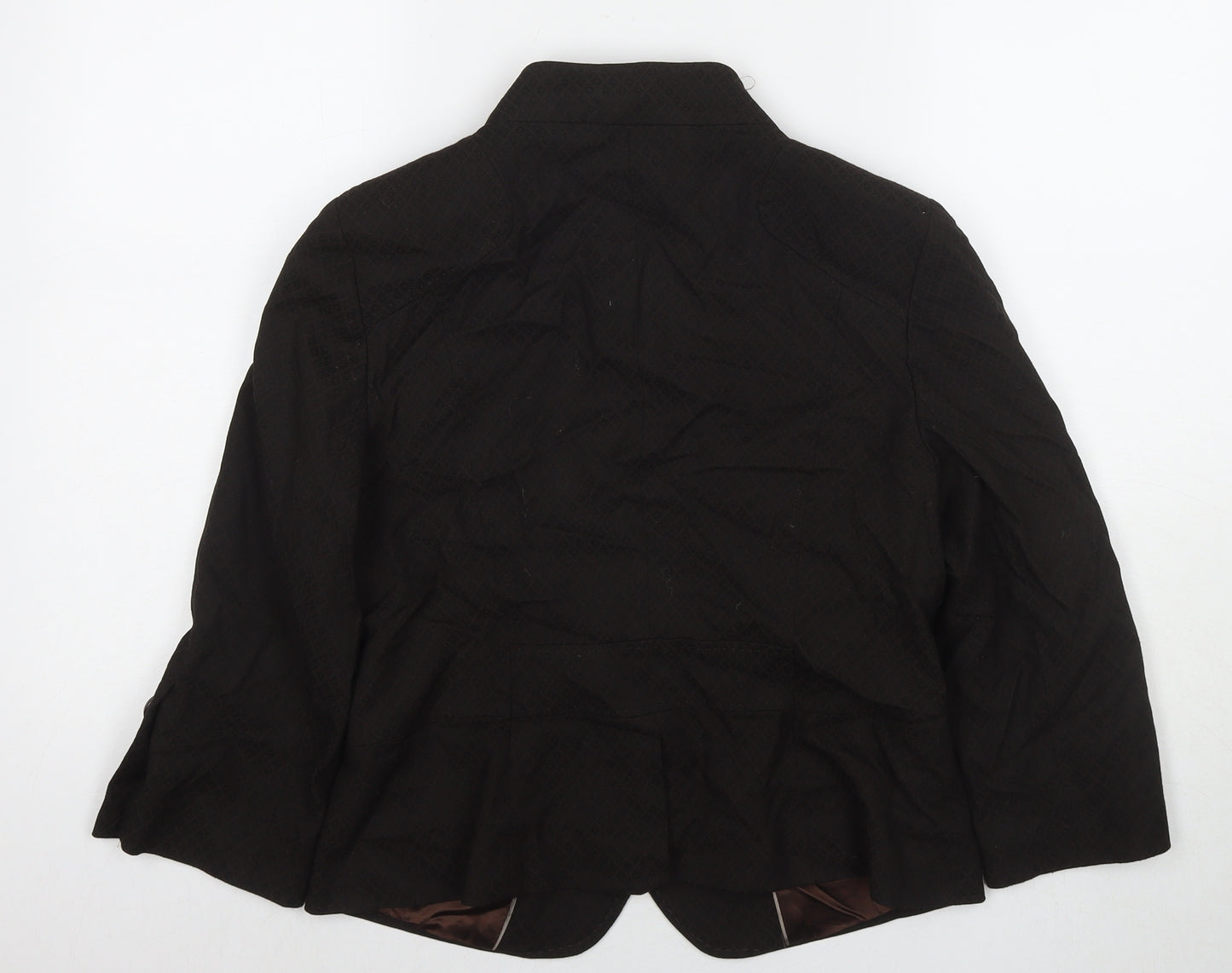 NEXT Womens Brown Geometric Jacket Blazer Size 14 Button
