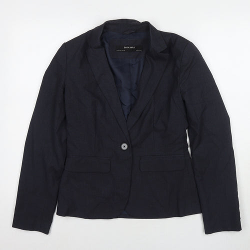 Zara Womens Blue Jacket Blazer Size 8 Button