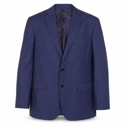 Front view of Autograph men’s blue polyester jacket suit jacket, size 42, regular