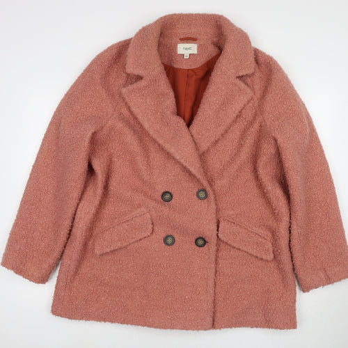 NEXT Womens Pink Overcoat Coat Size 18 Button