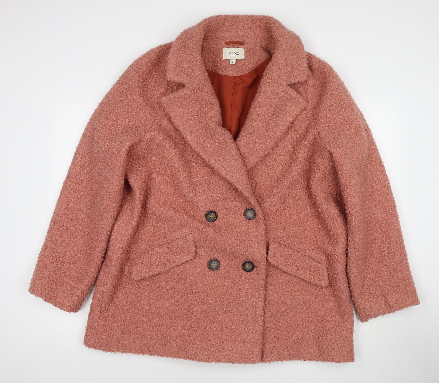 NEXT Womens Pink Overcoat Coat Size 18 Button