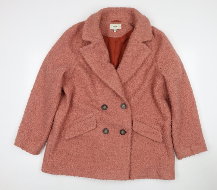 NEXT Womens Pink Overcoat Coat Size 18 Button