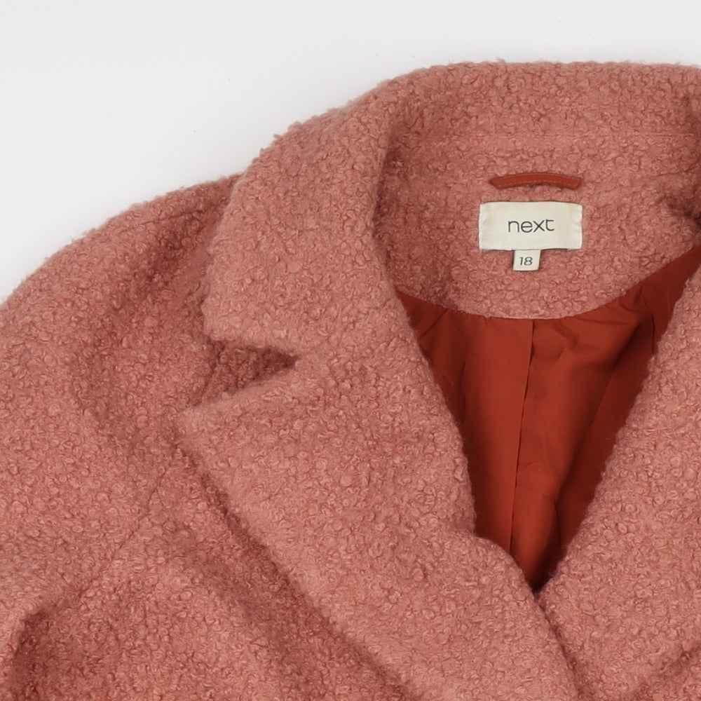 NEXT Womens Pink Overcoat Coat Size 18 Button