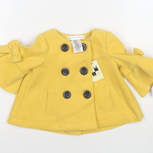 Maxx Girls Yellow Pea Coat Coat Size 12 Months Button