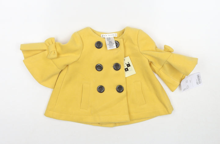 Maxx Girls Yellow Pea Coat Coat Size 12 Months Button
