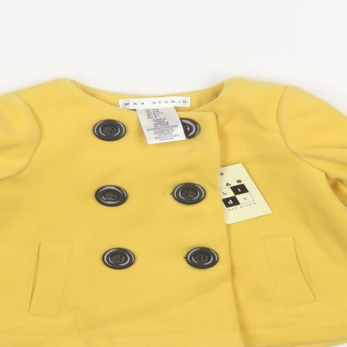 Maxx Girls Yellow Pea Coat Coat Size 12 Months Button
