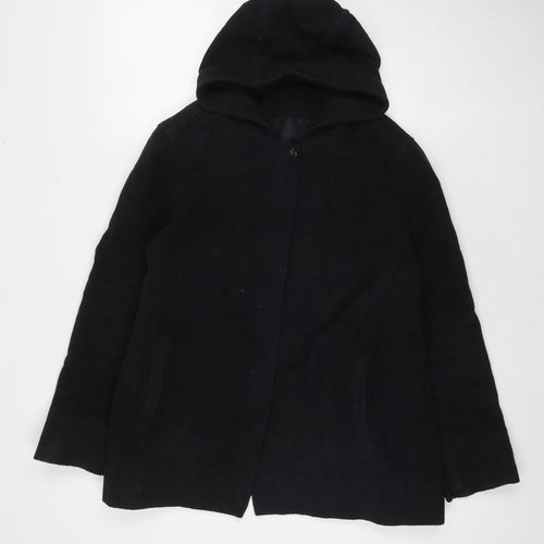 BHS Womens Black Pea Coat Coat Size 14 Button