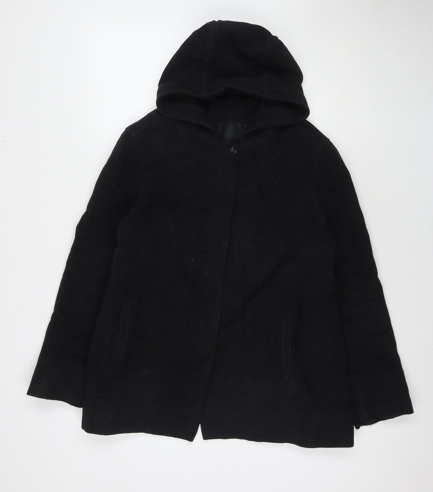 BHS Womens Black Pea Coat Coat Size 14 Button