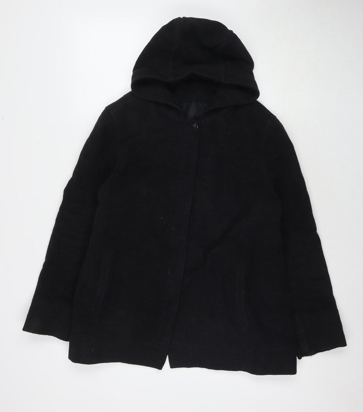 BHS Womens Black Pea Coat Coat Size 14 Button