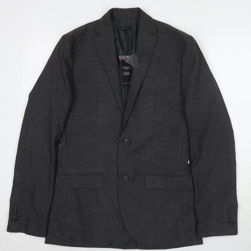 New Look Mens Grey Polyester Jacket Suit Jacket Size 38 Regular