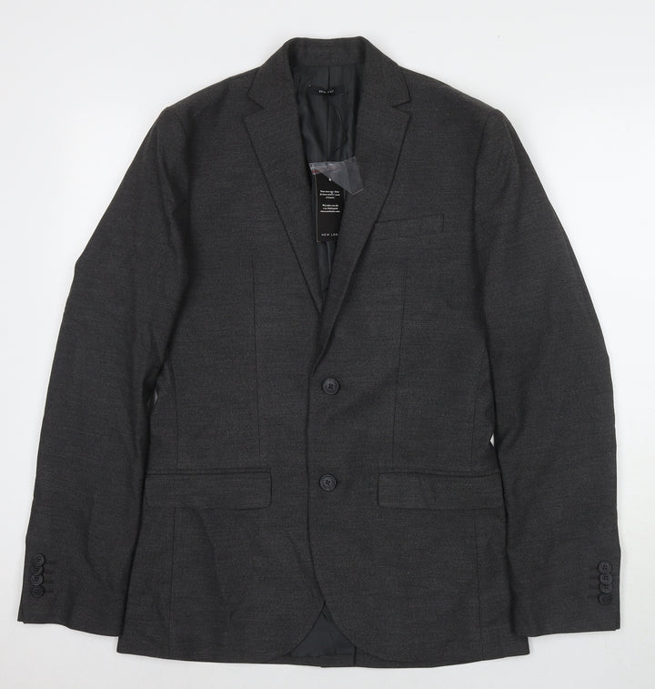 New Look Mens Grey Polyester Jacket Suit Jacket Size 38 Regular