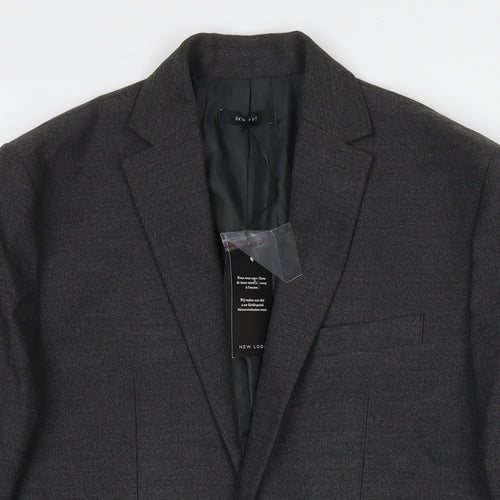 New Look Mens Grey Polyester Jacket Suit Jacket Size 38 Regular