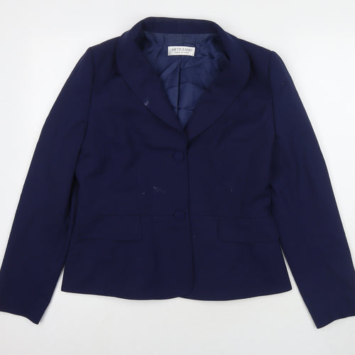Artigiano Womens Blue Jacket Blazer Size 12 Button