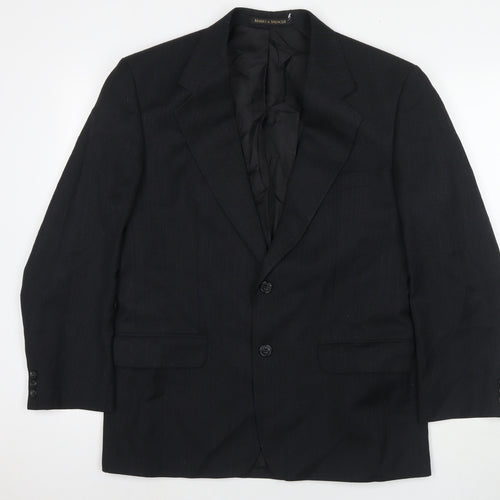 Marks and Spencer Mens Black Polyester Jacket Suit Jacket Size 40 Regular