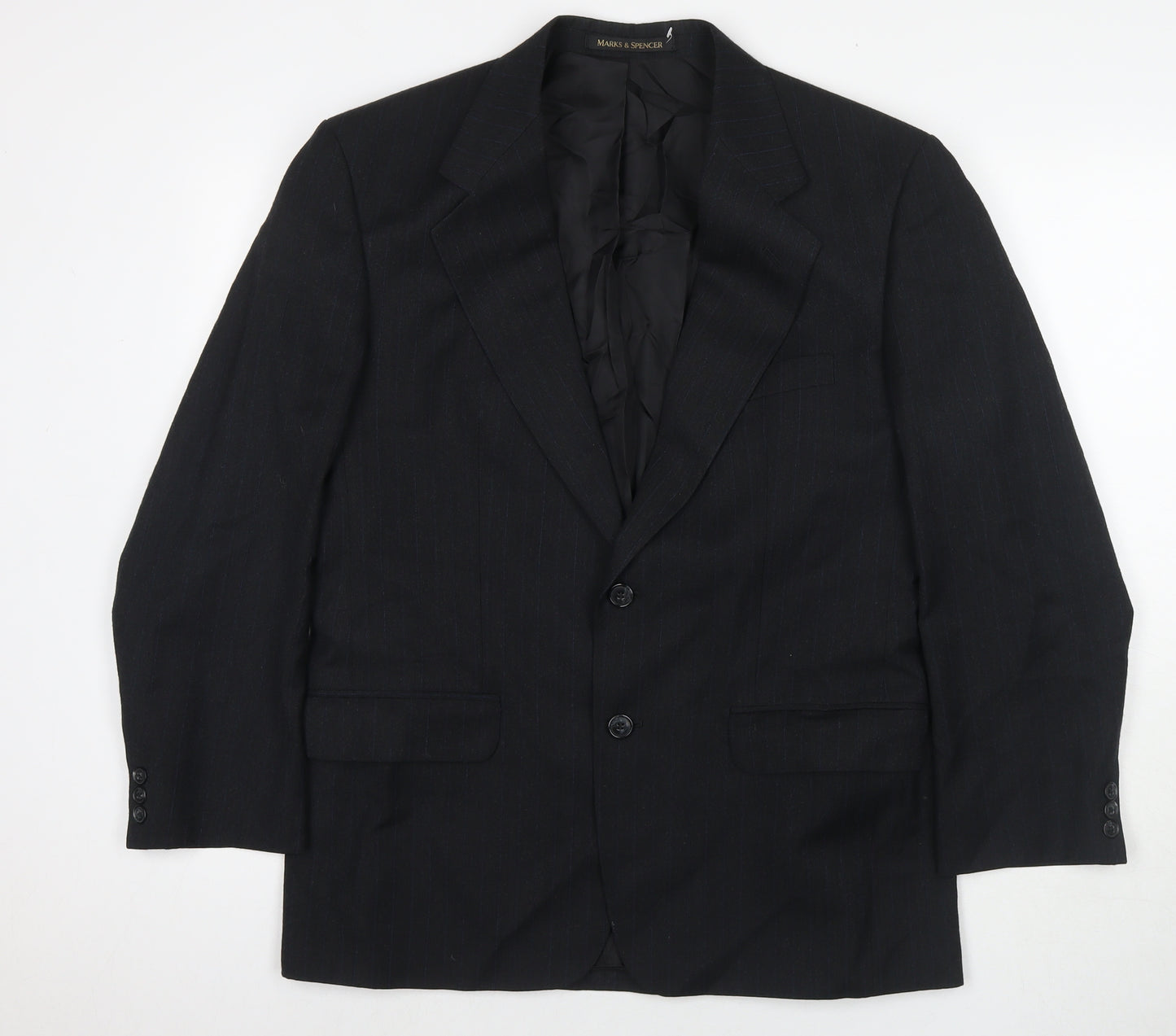 Marks and Spencer Mens Black Polyester Jacket Suit Jacket Size 40 Regular