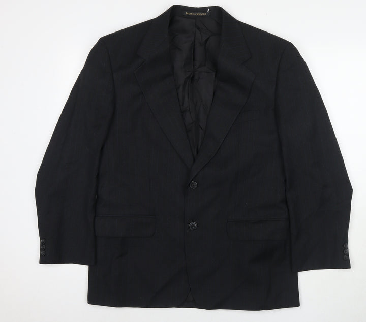 Marks and Spencer Mens Black Polyester Jacket Suit Jacket Size 40 Regular