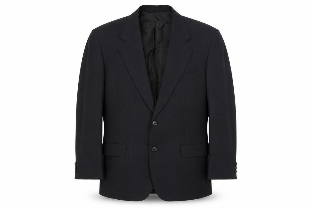 Front view of Marks & Spencer men’s black polyester jacket suit jacket, size 40, regular