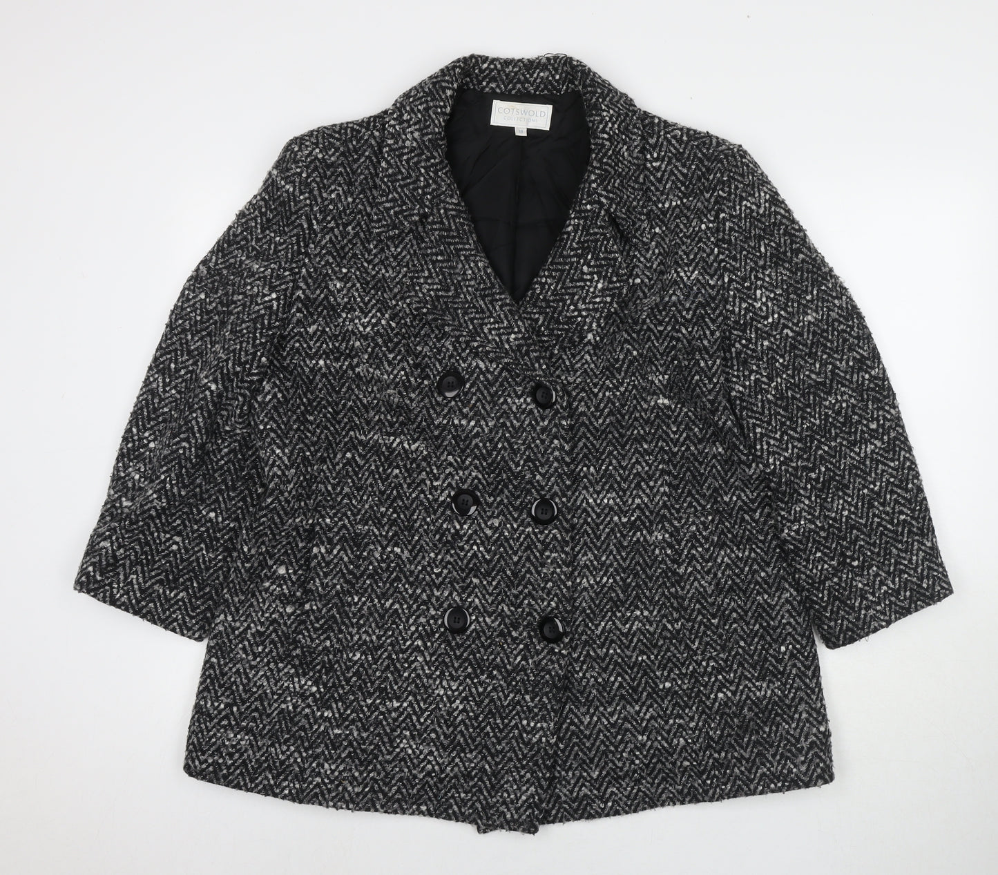 Cotswold Collections Womens Black Overcoat Coat Size 12 Button
