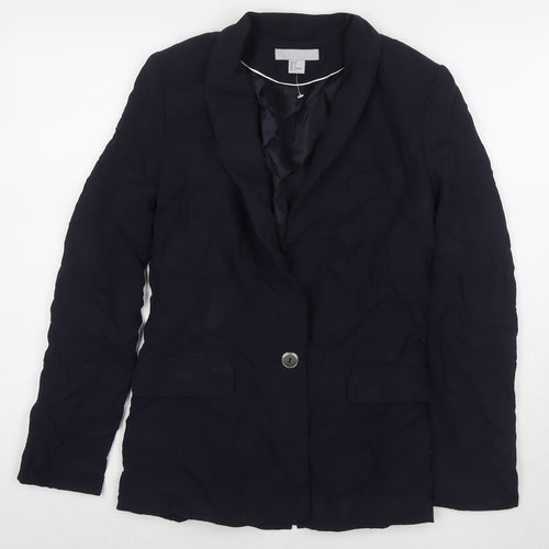 H&M Womens Blue Jacket Blazer Size 6 Button