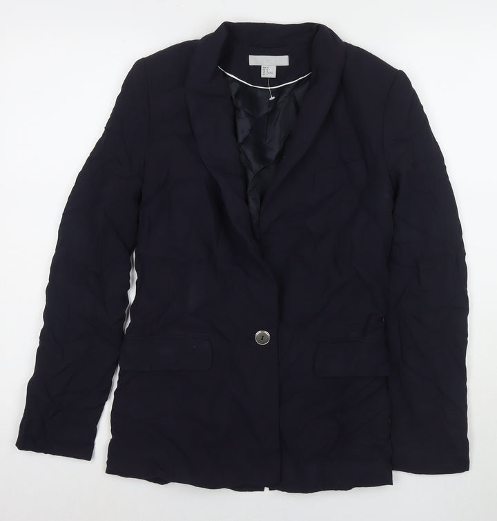 H&M Womens Blue Jacket Blazer Size 6 Button