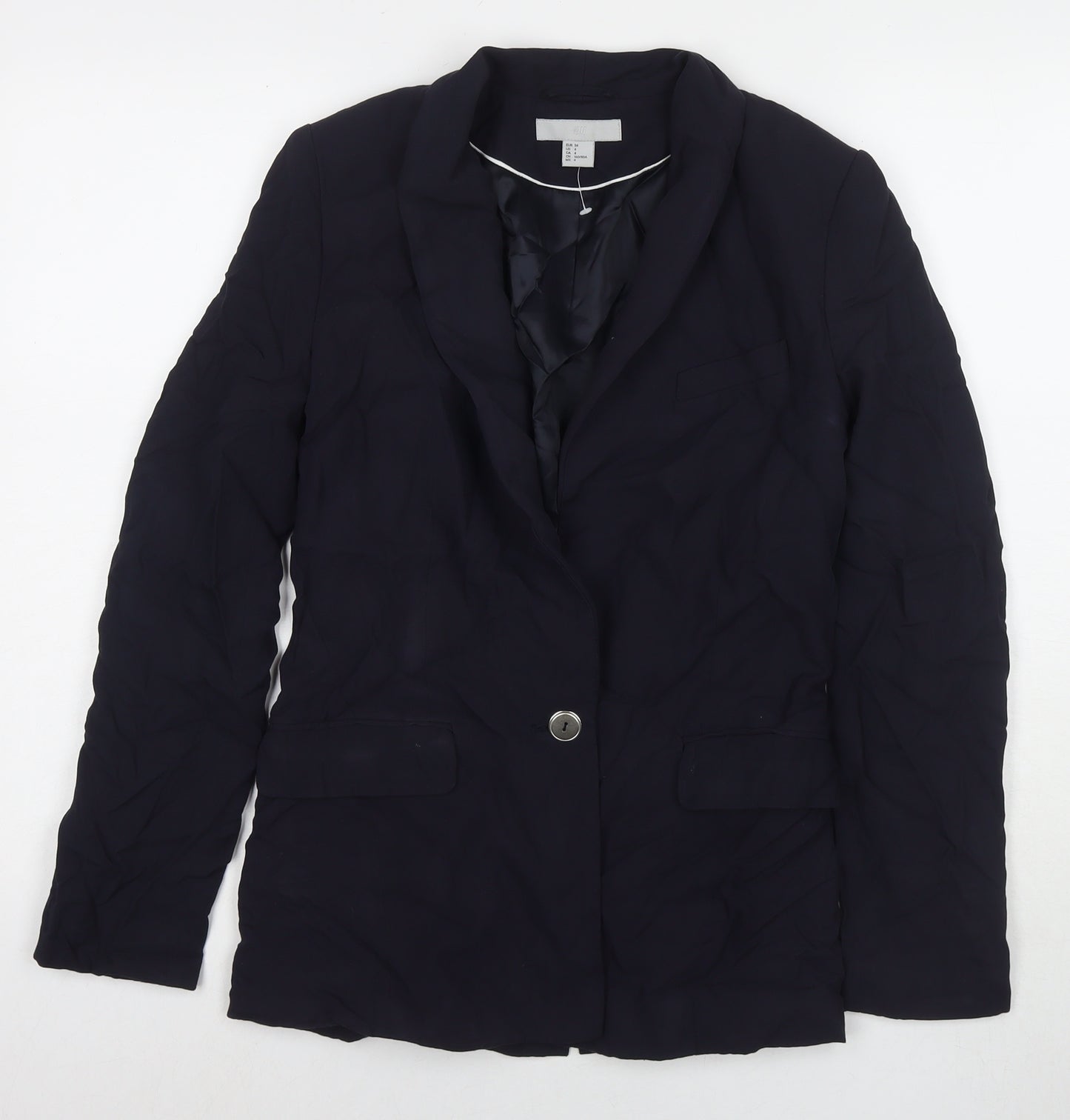 H&M Womens Blue Jacket Blazer Size 6 Button