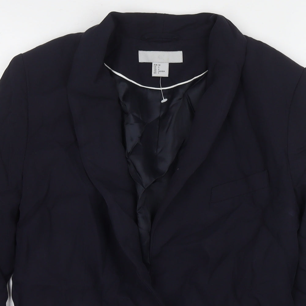 H&M Womens Blue Jacket Blazer Size 6 Button
