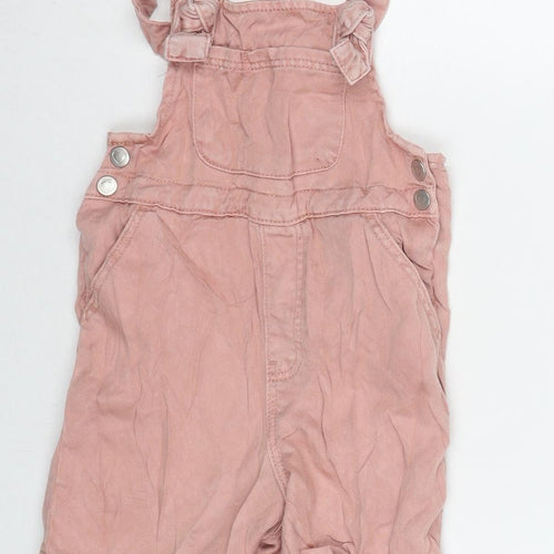 George Girls Pink Lyocell Dungaree Shorts Shorts Size 2-3 Years L3 in Regular Snap