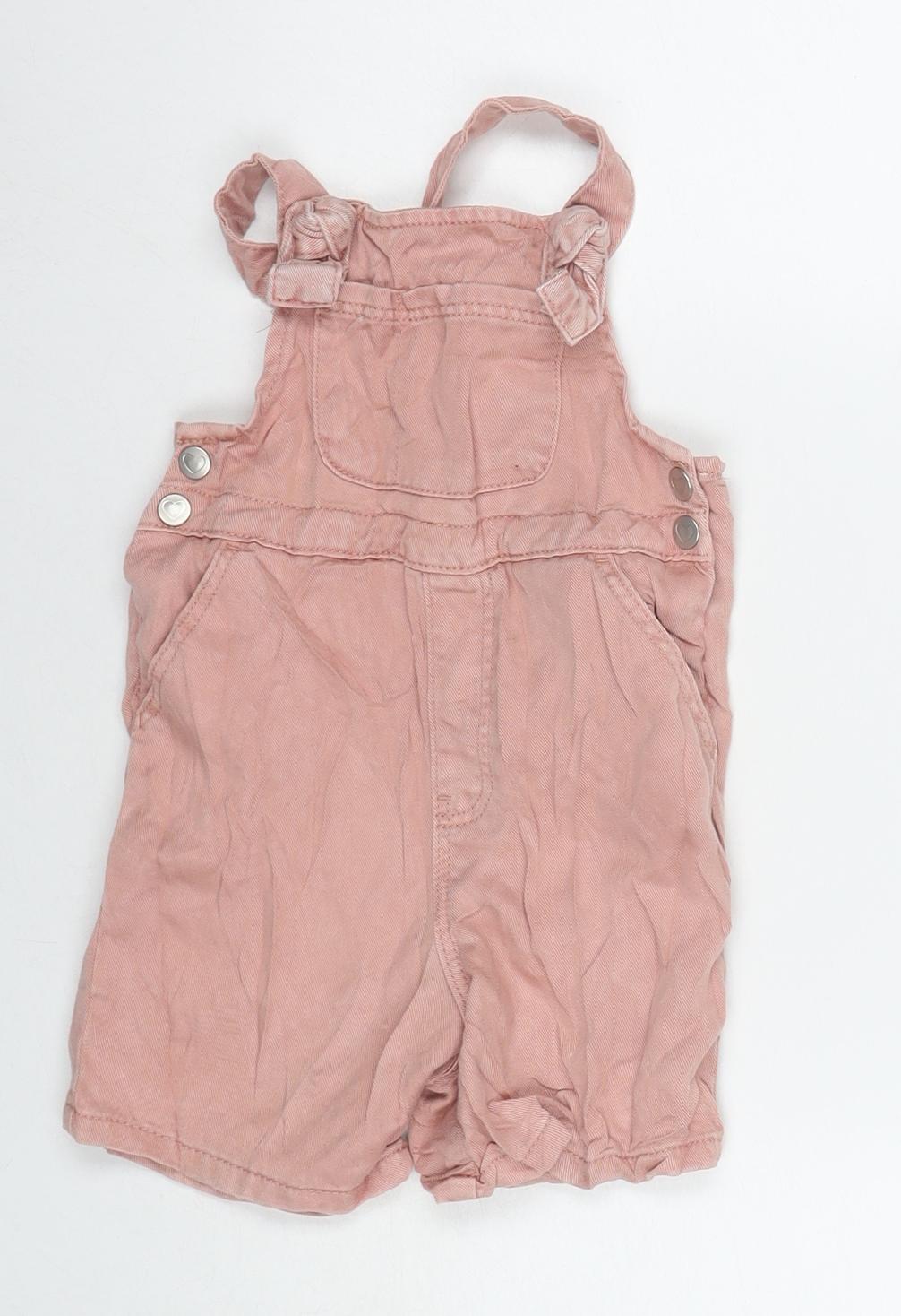 George Girls Pink Lyocell Dungaree Shorts Shorts Size 2-3 Years L3 in Regular Snap