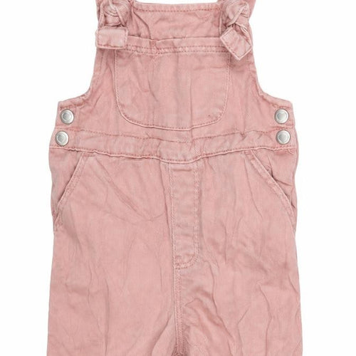 George Girls Pink Lyocell Dungaree Shorts Shorts Size 2-3 Years L3 in Regular Snap