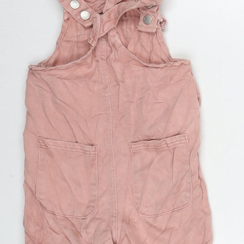 George Girls Pink Lyocell Dungaree Shorts Shorts Size 2-3 Years L3 in Regular Snap