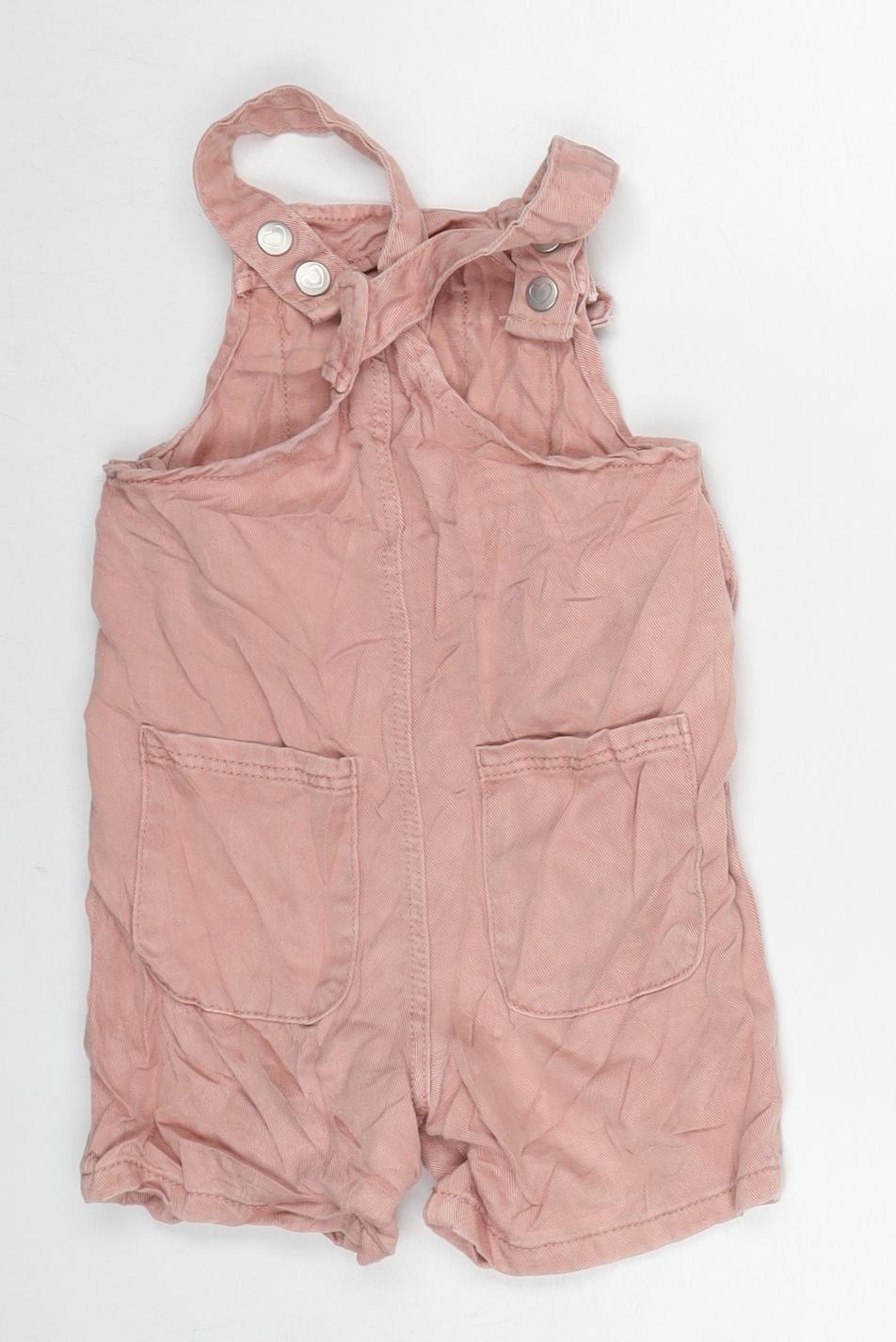 George Girls Pink Lyocell Dungaree Shorts Shorts Size 2-3 Years L3 in Regular Snap