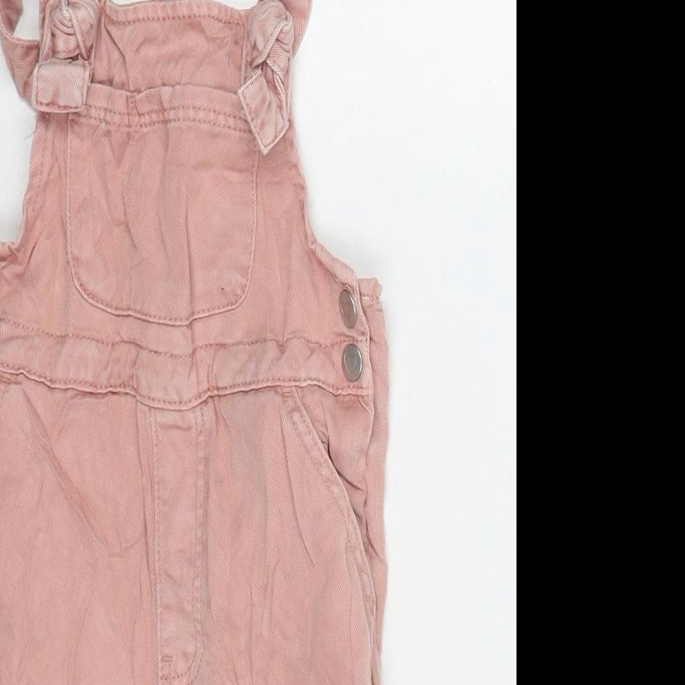 George Girls Pink Lyocell Dungaree Shorts Shorts Size 2-3 Years L3 in Regular Snap