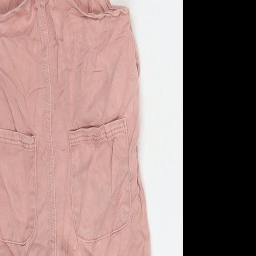 George Girls Pink Lyocell Dungaree Shorts Shorts Size 2-3 Years L3 in Regular Snap