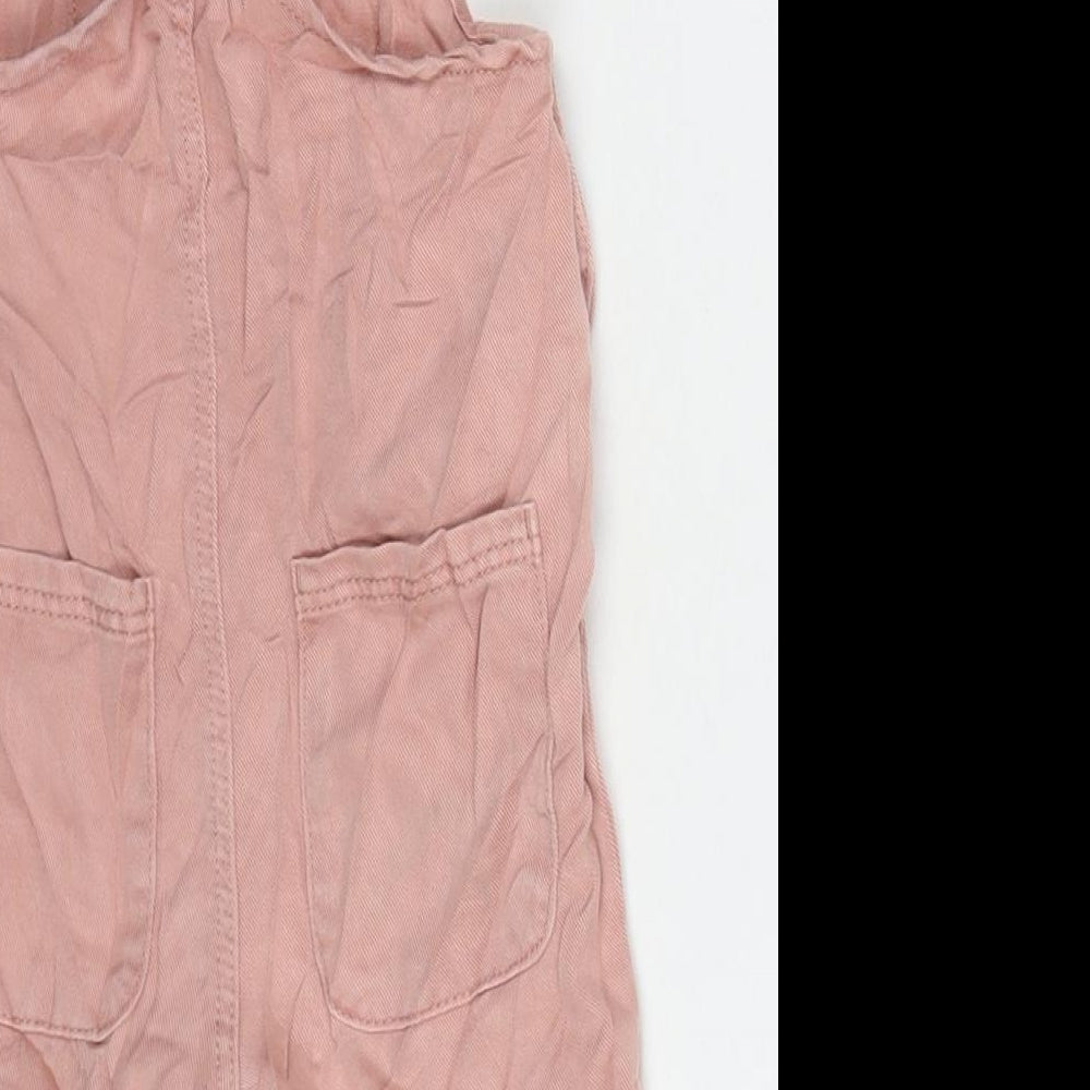 George Girls Pink Lyocell Dungaree Shorts Shorts Size 2-3 Years L3 in Regular Snap