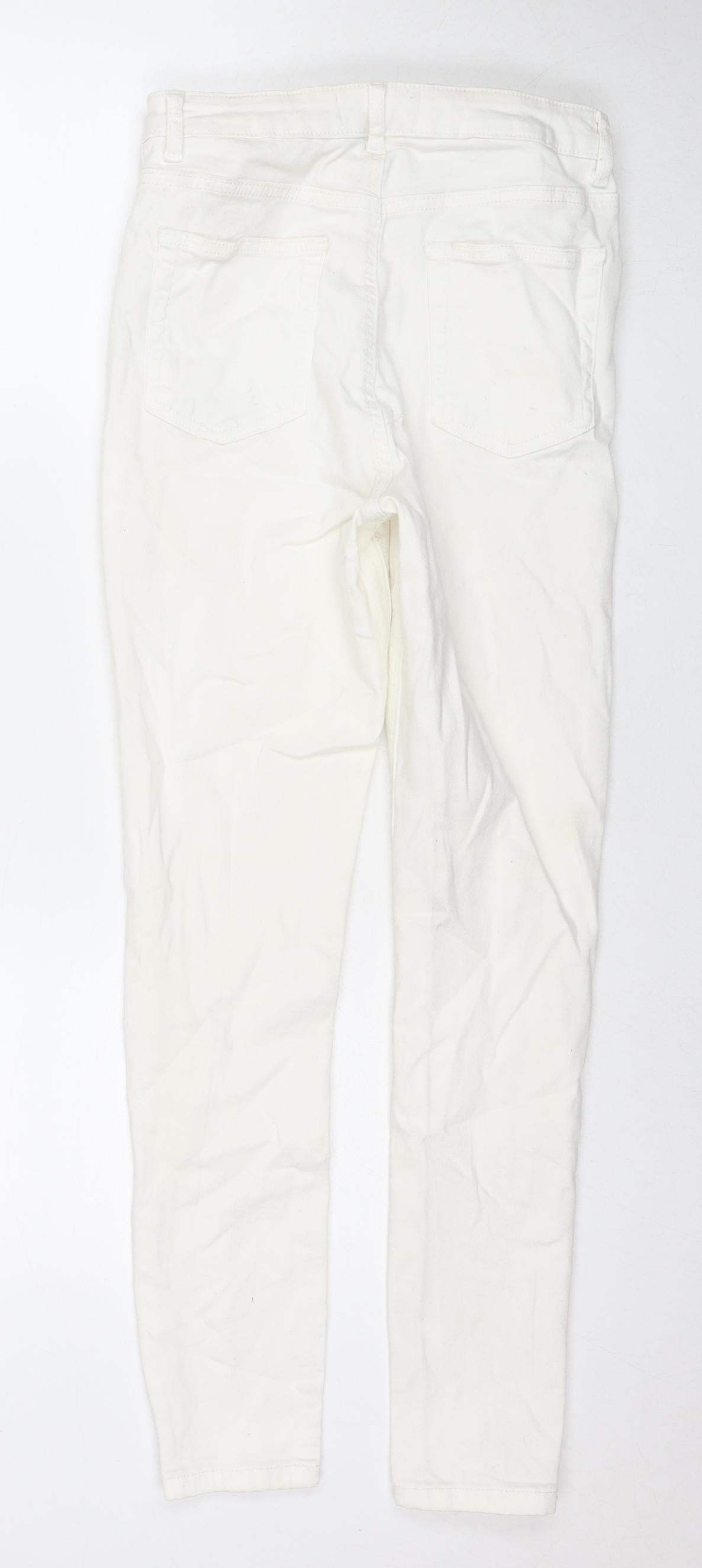 Denim & Co. Womens White Cotton Skinny Jeans Size 12 L28 in Regular Zip