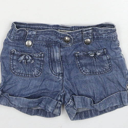 Vertbaudet Girls Blue Cotton Mom Shorts Size 7 Years L3 in Regular Zip