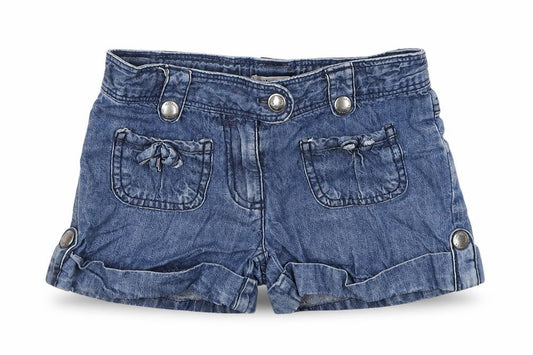 Vertbaudet Girls Blue Cotton Mom Shorts Size 7 Years L3 in Regular Zip