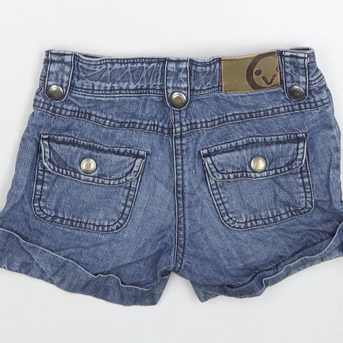 Vertbaudet Girls Blue Cotton Mom Shorts Size 7 Years L3 in Regular Zip