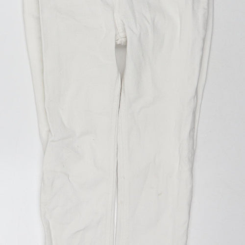 New Look Womens White Cotton Skinny Jeans Size 12 L24 in Regular Zip