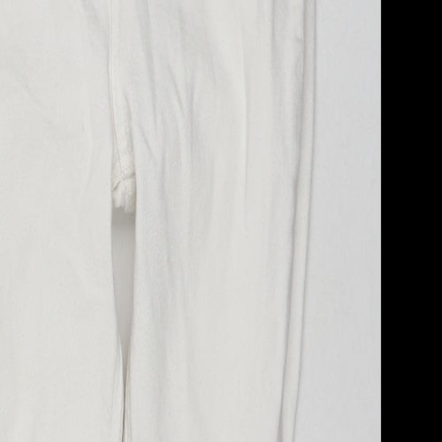 New Look Womens White Cotton Skinny Jeans Size 12 L24 in Regular Zip