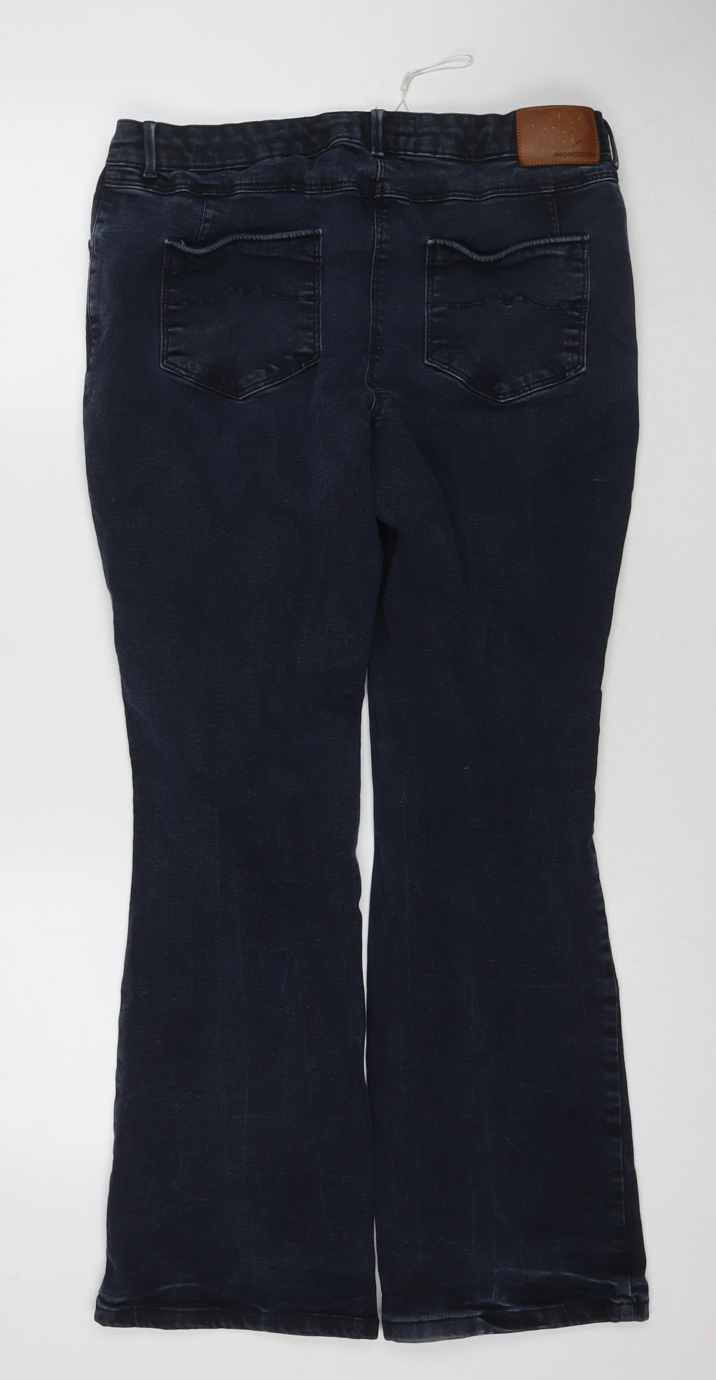 Monsoon Womens Blue Cotton Bootcut Jeans Size 10 L29 in Regular Zip