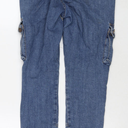 Fashion Nova Womens Blue Cotton Straight Jeans Size 29 in L28 in Regular Zip - Cargo Style
