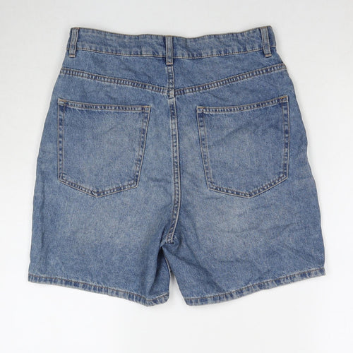 Divided by H&M Womens Blue Cotton Mom Shorts Size 12 L5 in Regular Zip