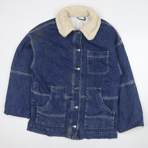 Topshop Womens Blue Jacket Size 10 Button