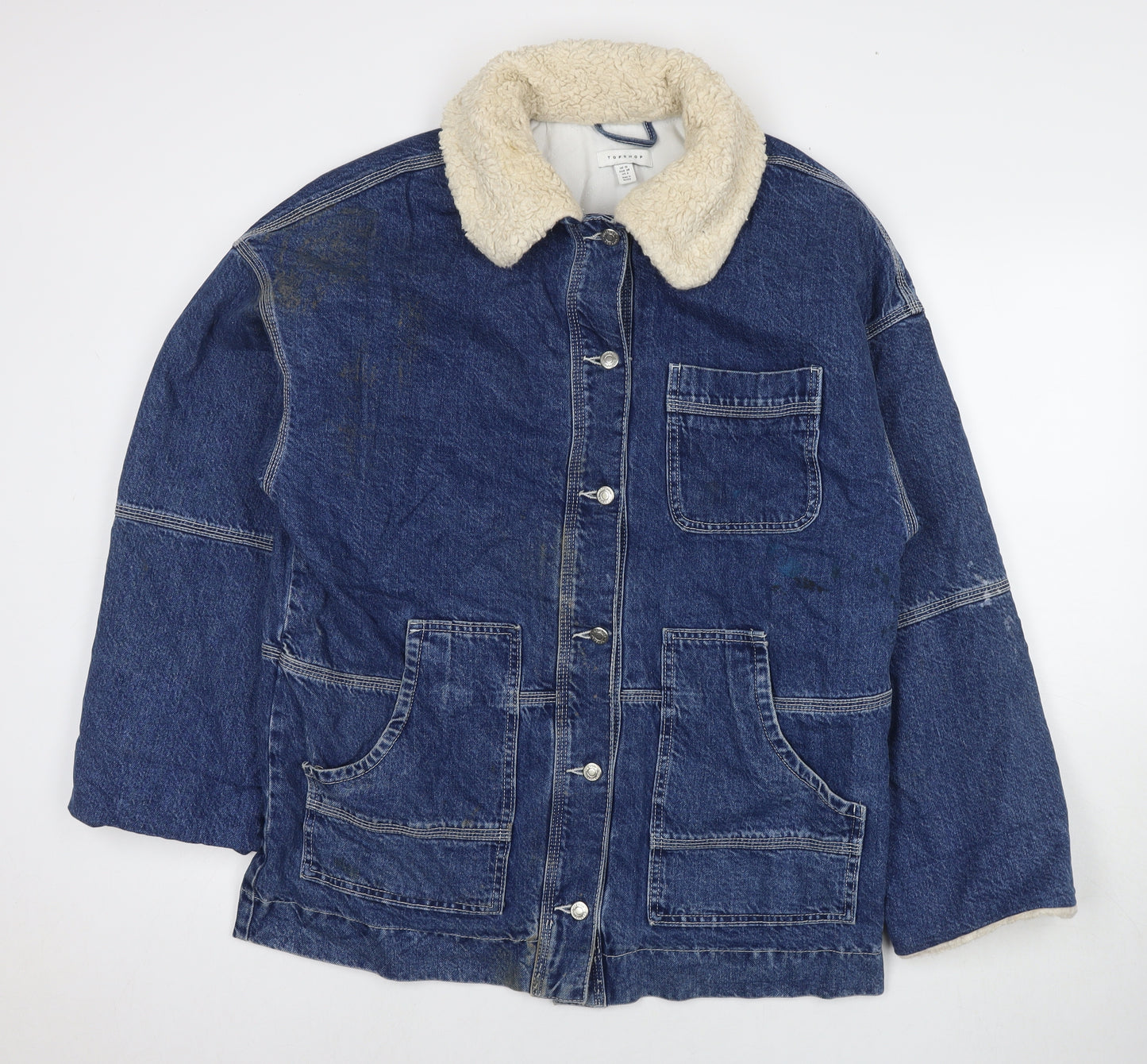 Topshop Womens Blue Jacket Size 10 Button